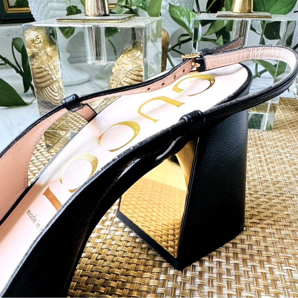 GUCCI black leather heels EUR 40 US 9 - Picture 4 of 5
